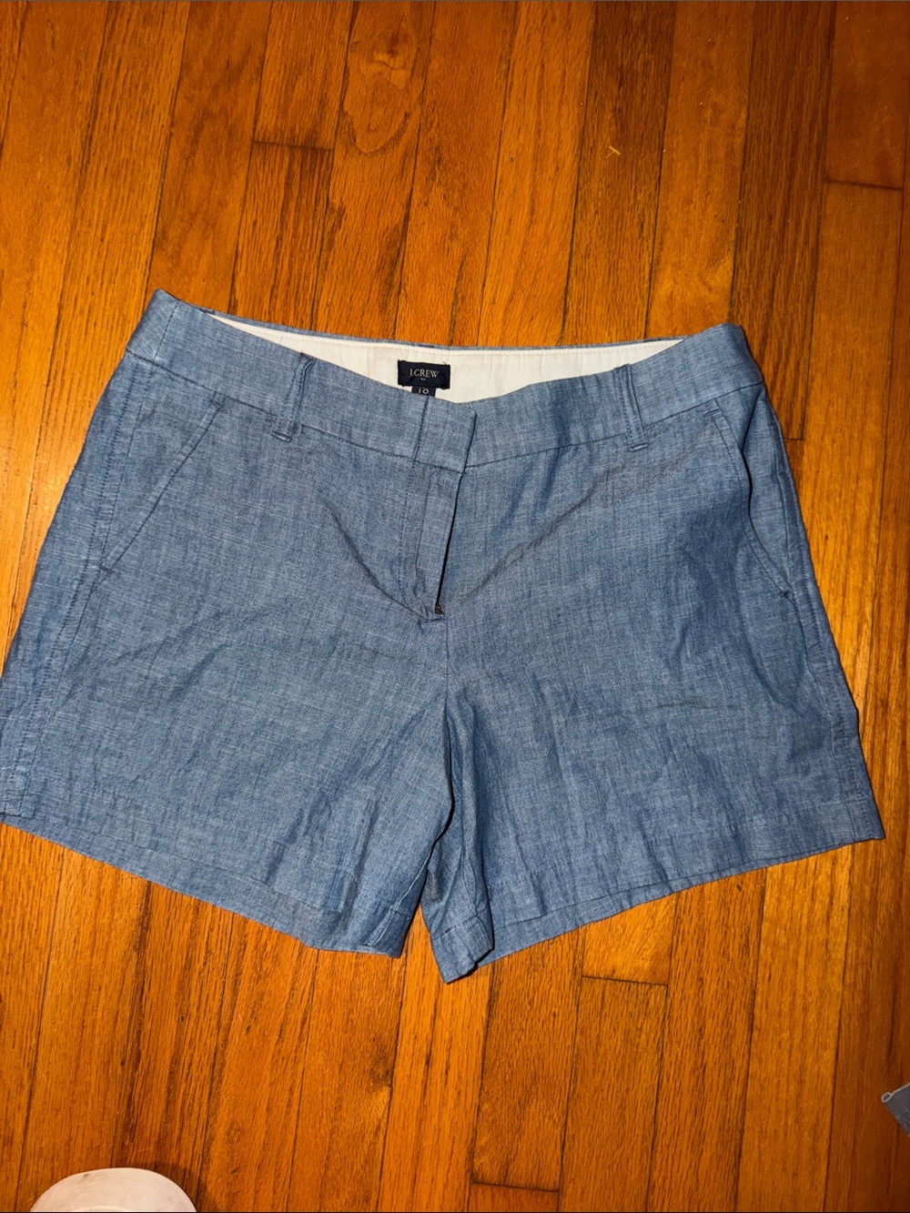 J. Crew Chambray-Style Light Blue Women's Shorts size 10 no stretch